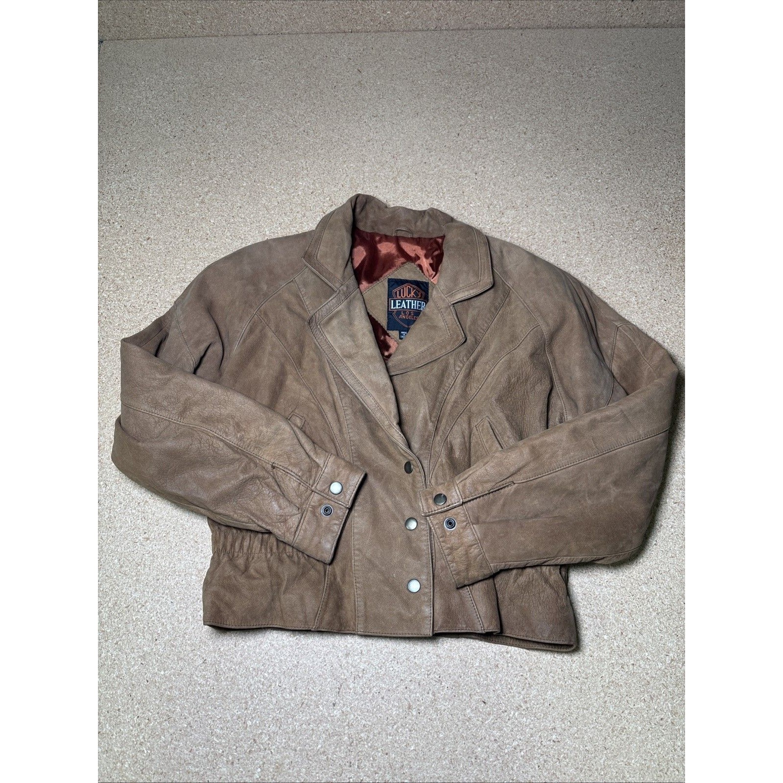 Vintage Lucky Leather Los Angeles Women's Brown Fringe Leather Jacket Coat Sz S